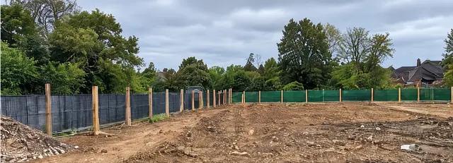Cleared and levelled site with new timber post boundary fencing