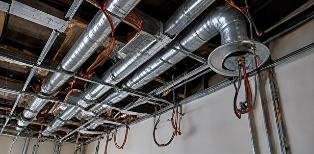 Redundant ductwork and cabling in an open ceiling void